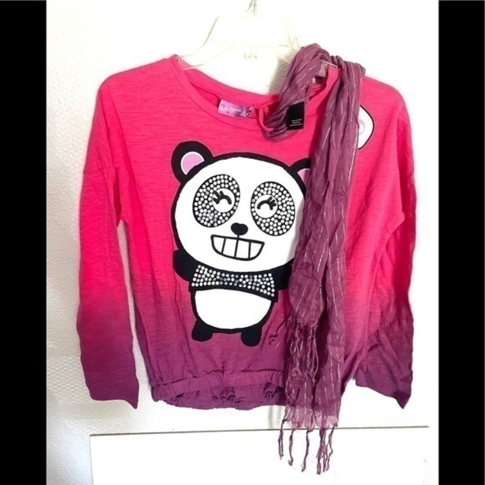SELF ESTEEM Panda graphic pink long sleeve tee-M